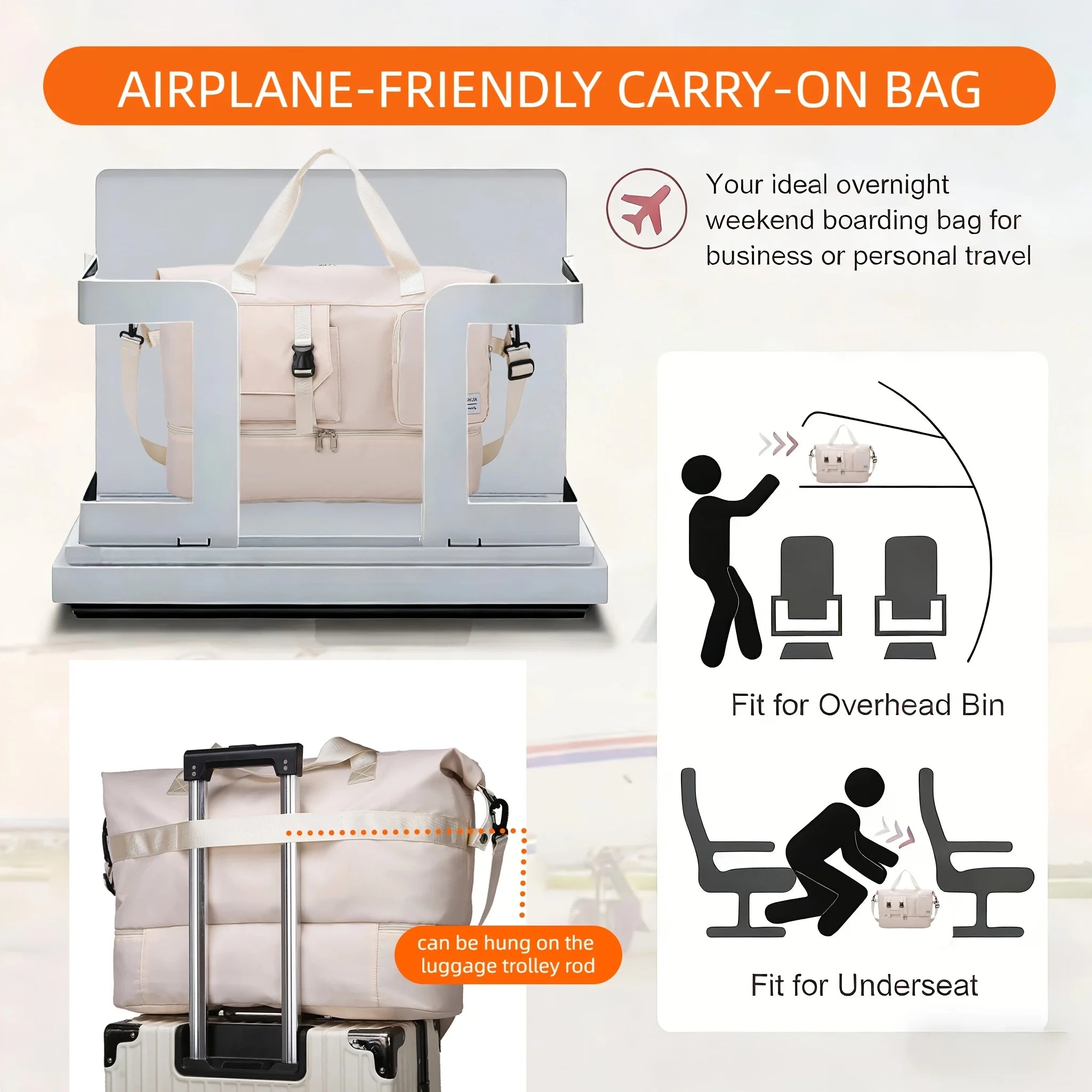 Large Capacity Travel Duffel Bag, Portable Sports Bag with Shoe Compartment, Spacious Weekender Overnight Bag ﻿ ﻿ ﻿