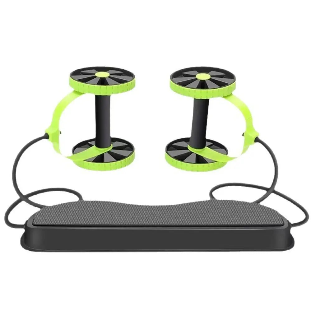 Double Roller Abdominal Muscle Trainer Resistance Bands Pull Rope Ab Roller Knee Mat Adjustable Core Workout Equipment