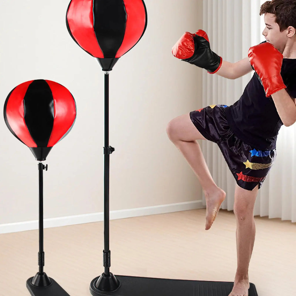 Punching Equipment with Gloves Kids Punching Bag Standing Boxing Ball Set for Home Gym Indoor Stress Relief Fitness Exercise