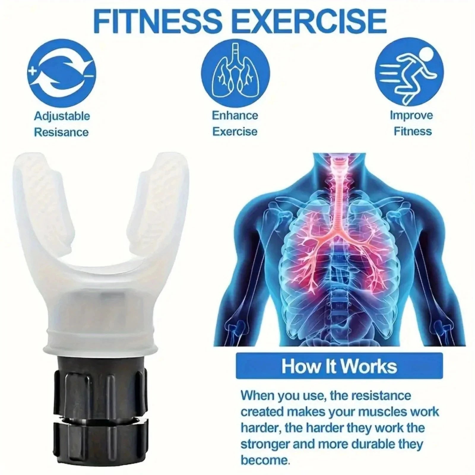 Breathing Trainer Abdominal Respiratory Muscles Portable Lightweight Lung Exerciser Compact Silicone Breathing Exercise Device