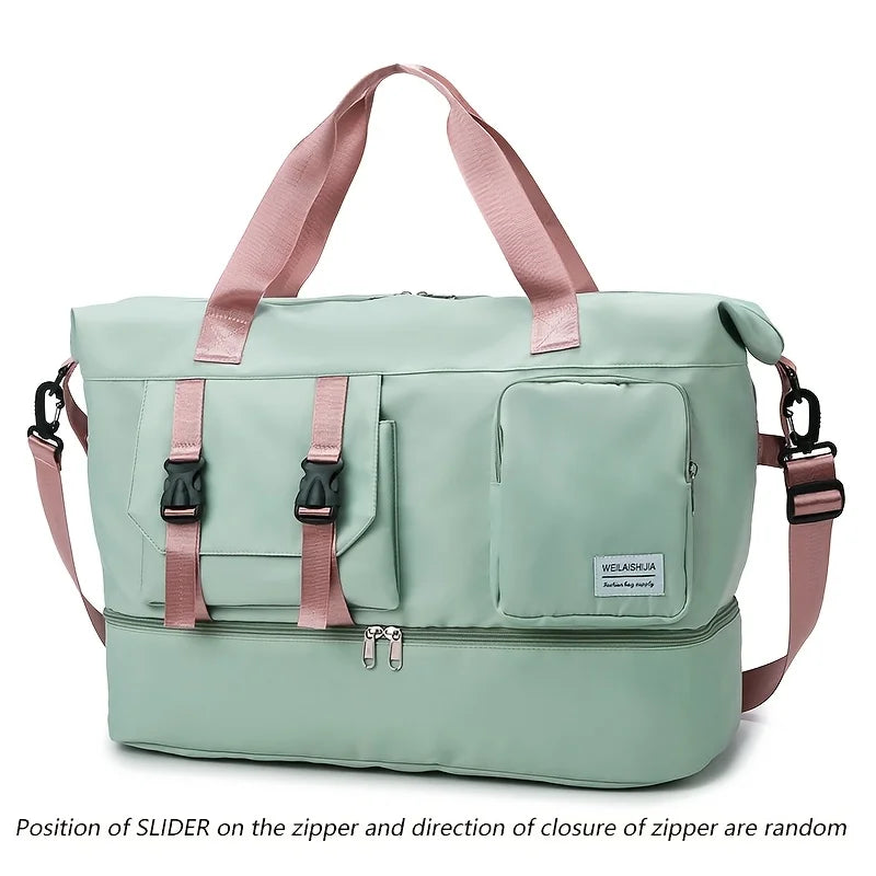 Large Capacity Travel Duffel Bag, Portable Sports Bag with Shoe Compartment, Spacious Weekender Overnight Bag ﻿ ﻿ ﻿
