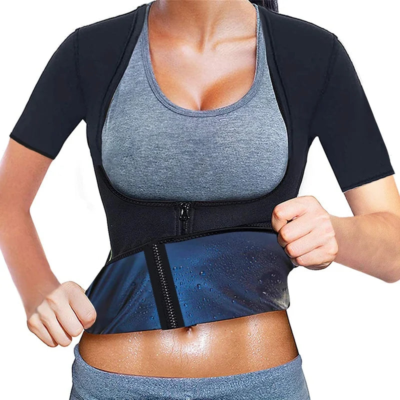 Vensslim Women Slimming Sauna Vest Sweat Body Shaper Zipper Compression Fat Burner Corset Waist Trainer Push Up Tops Shapewear