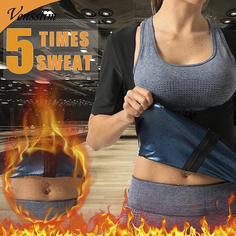 Vensslim Women Slimming Sauna Vest Sweat Body Shaper Zipper Compression Fat Burner Corset Waist Trainer Push Up Tops Shapewear