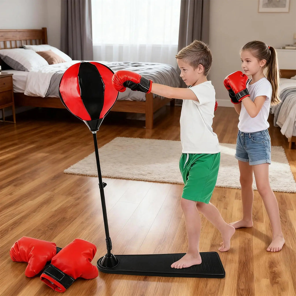 Punching Equipment with Gloves Kids Punching Bag Standing Boxing Ball Set for Home Gym Indoor Stress Relief Fitness Exercise