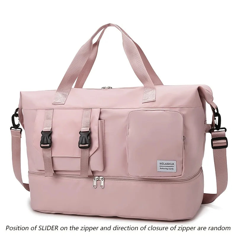 Large Capacity Travel Duffel Bag, Portable Sports Bag with Shoe Compartment, Spacious Weekender Overnight Bag ﻿ ﻿ ﻿