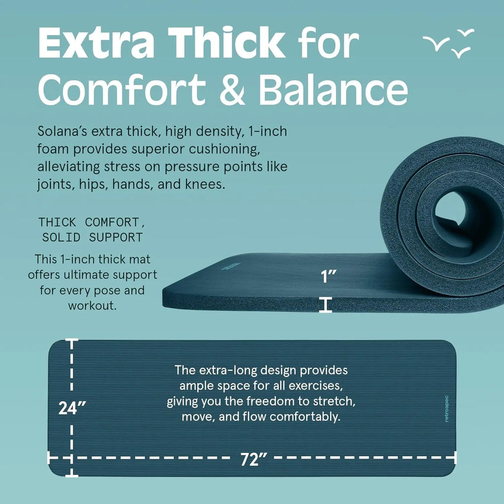 Extra Thick Non-Slip Yoga Mat with Carrying Strap for Home Fitness, Pilates, and Stretching Workouts