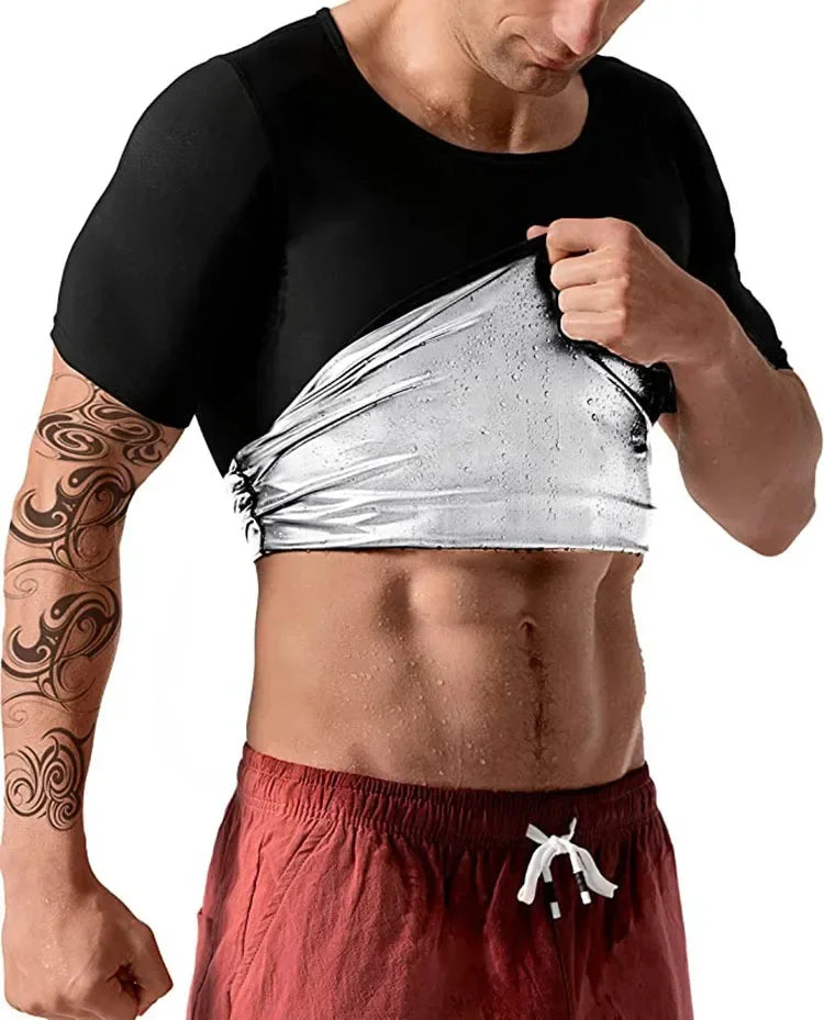 Men Sweat Sauna T-shirt Waist Trainer Slimming Suit Body Shapers Shapewear Corset Underwear Belly Control Fitness Fat Burn Tops