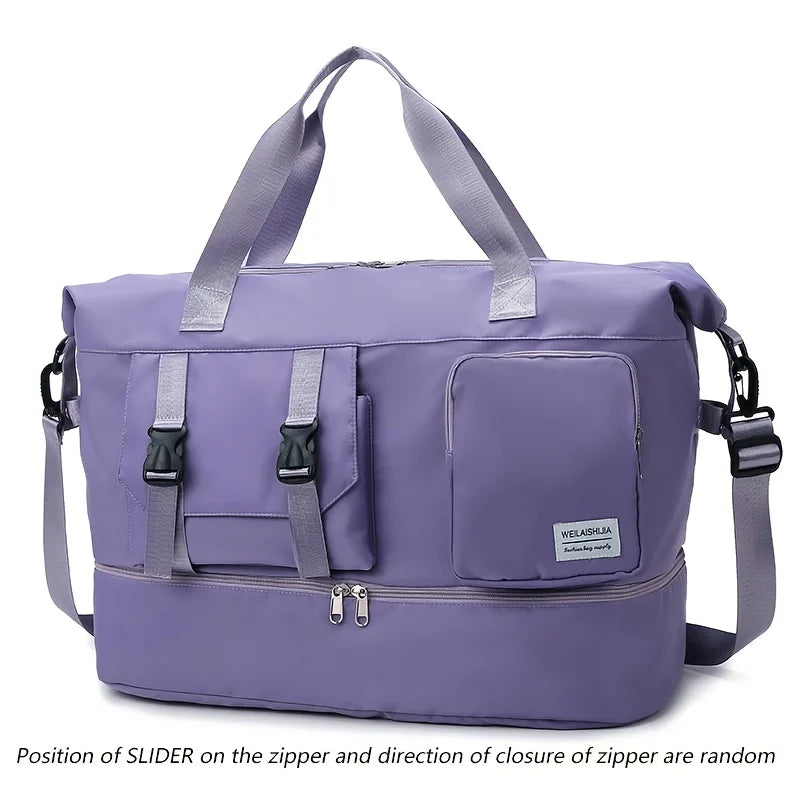 Large Capacity Travel Duffel Bag, Portable Sports Bag with Shoe Compartment, Spacious Weekender Overnight Bag ﻿ ﻿ ﻿