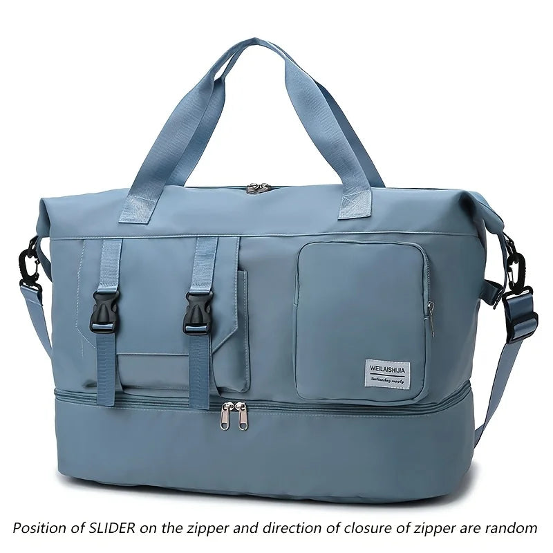 Large Capacity Travel Duffel Bag, Portable Sports Bag with Shoe Compartment, Spacious Weekender Overnight Bag ﻿ ﻿ ﻿