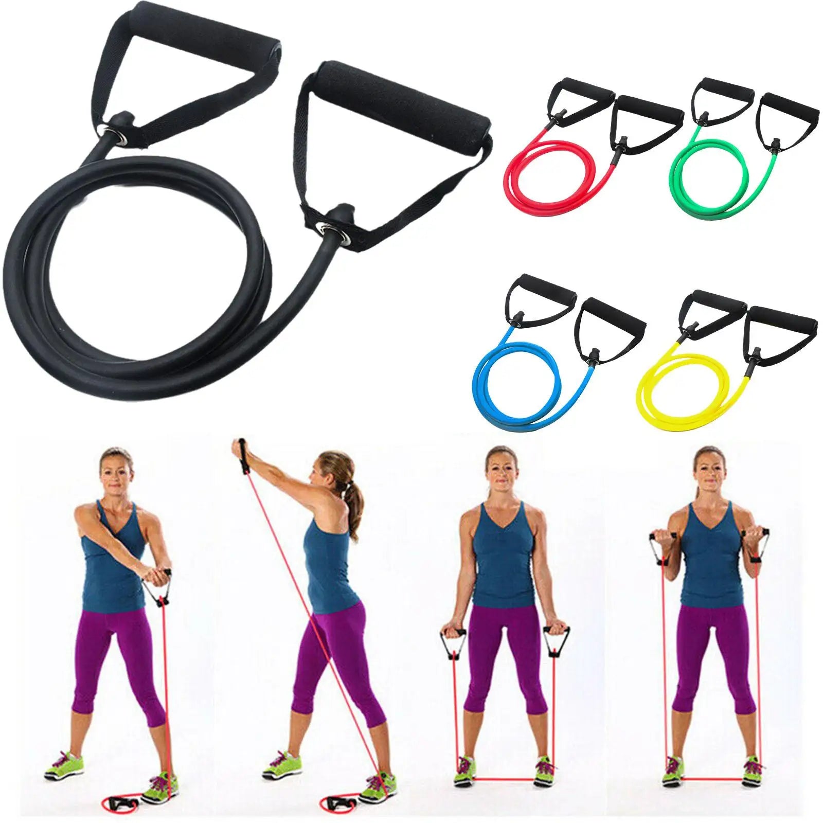 5 Levels Resistance Bands With Handles Yoga Pull Rope Elastic Fitness Exercise Tube Band For Home Workouts Strength Training New