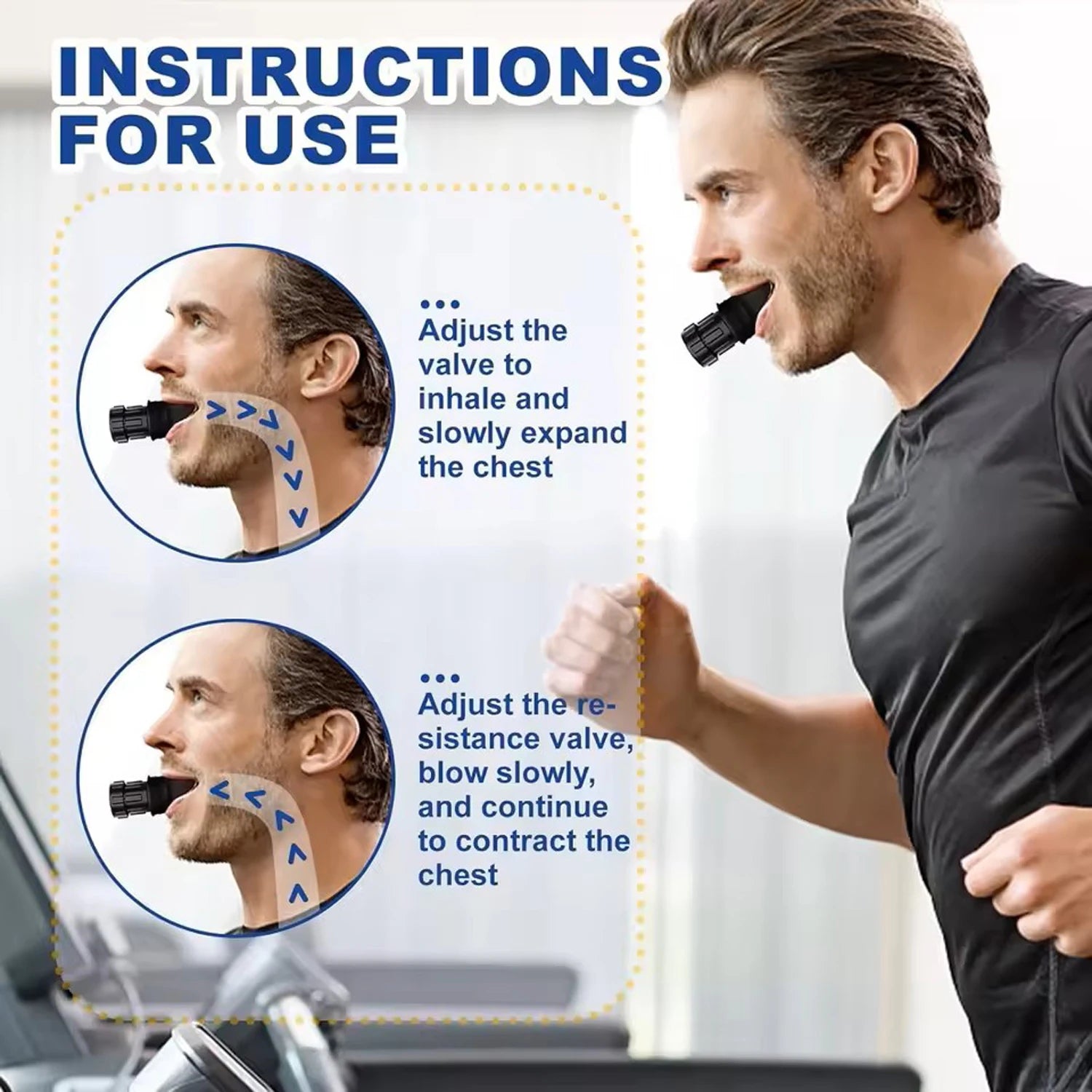 Breathing Trainer Lung Flexer Durable Fitness Exerciser Increases Lung Capacity Breath Adjustable Levels Respiratory Deep Breath