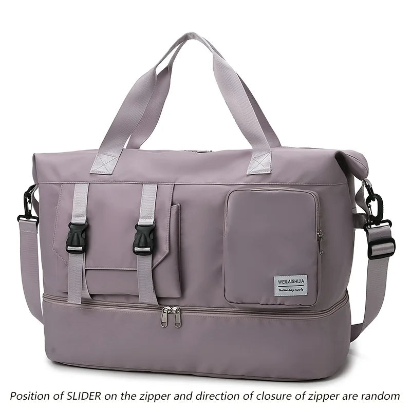 Large Capacity Travel Duffel Bag, Portable Sports Bag with Shoe Compartment, Spacious Weekender Overnight Bag ﻿ ﻿ ﻿