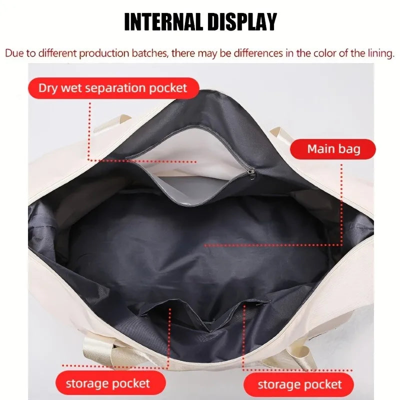 Large Capacity Travel Duffel Bag, Portable Sports Bag with Shoe Compartment, Spacious Weekender Overnight Bag ﻿ ﻿ ﻿