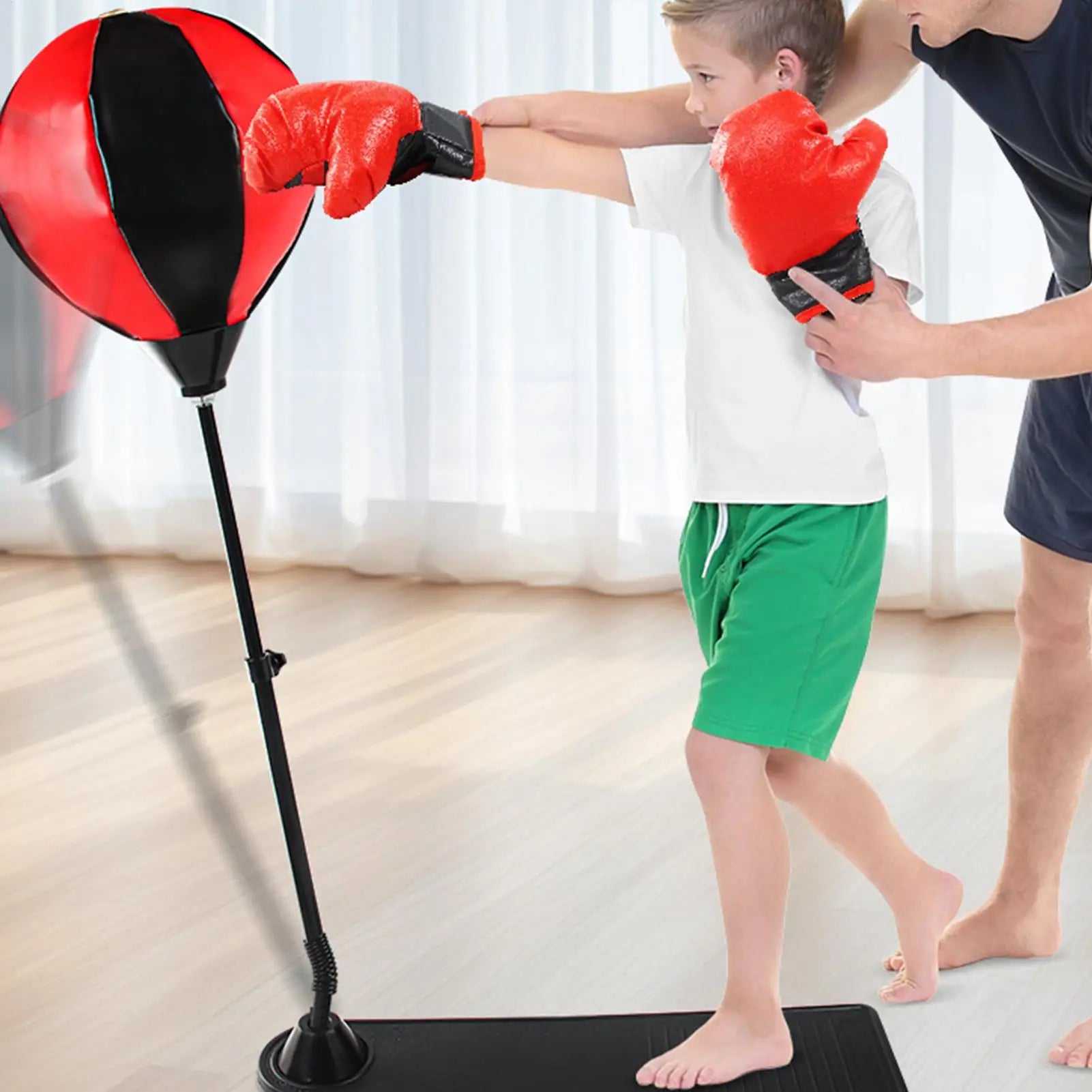 Punching Equipment with Gloves Kids Punching Bag Standing Boxing Ball Set for Home Gym Indoor Stress Relief Fitness Exercise
