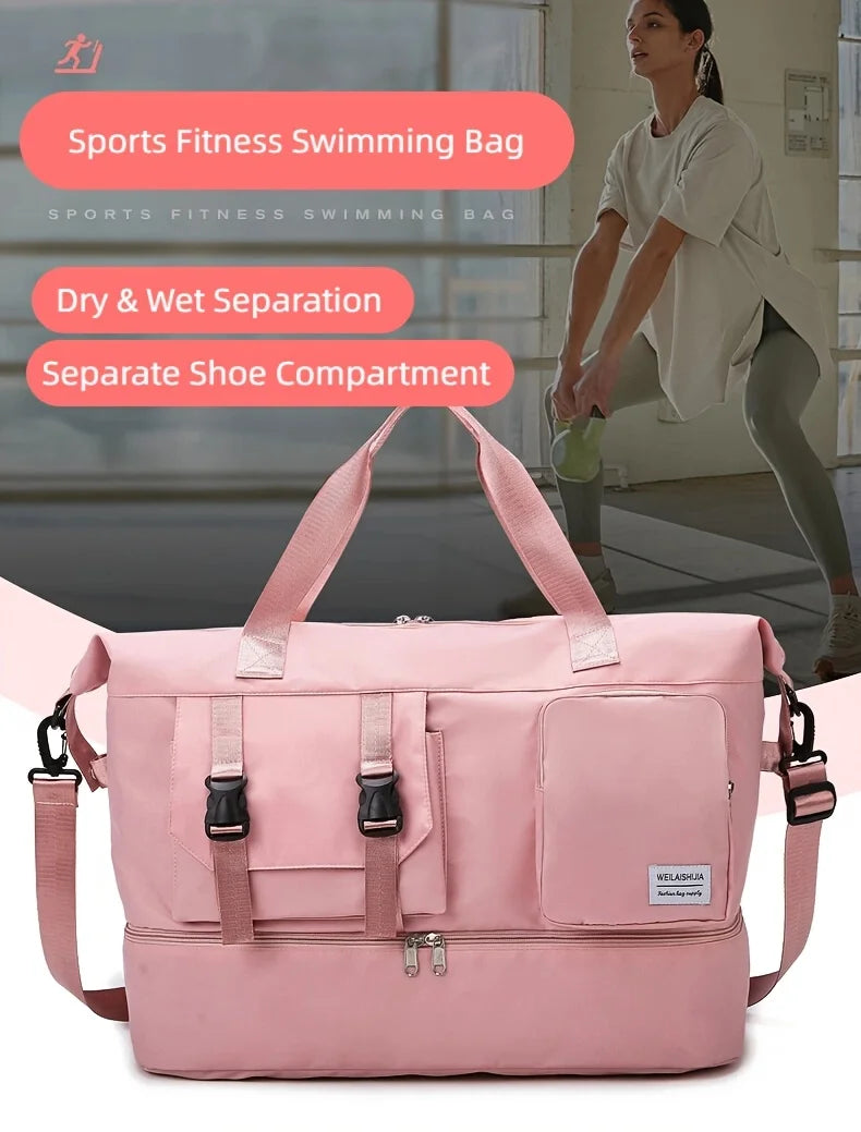 Large Capacity Travel Duffel Bag, Portable Sports Bag with Shoe Compartment, Spacious Weekender Overnight Bag ﻿ ﻿ ﻿