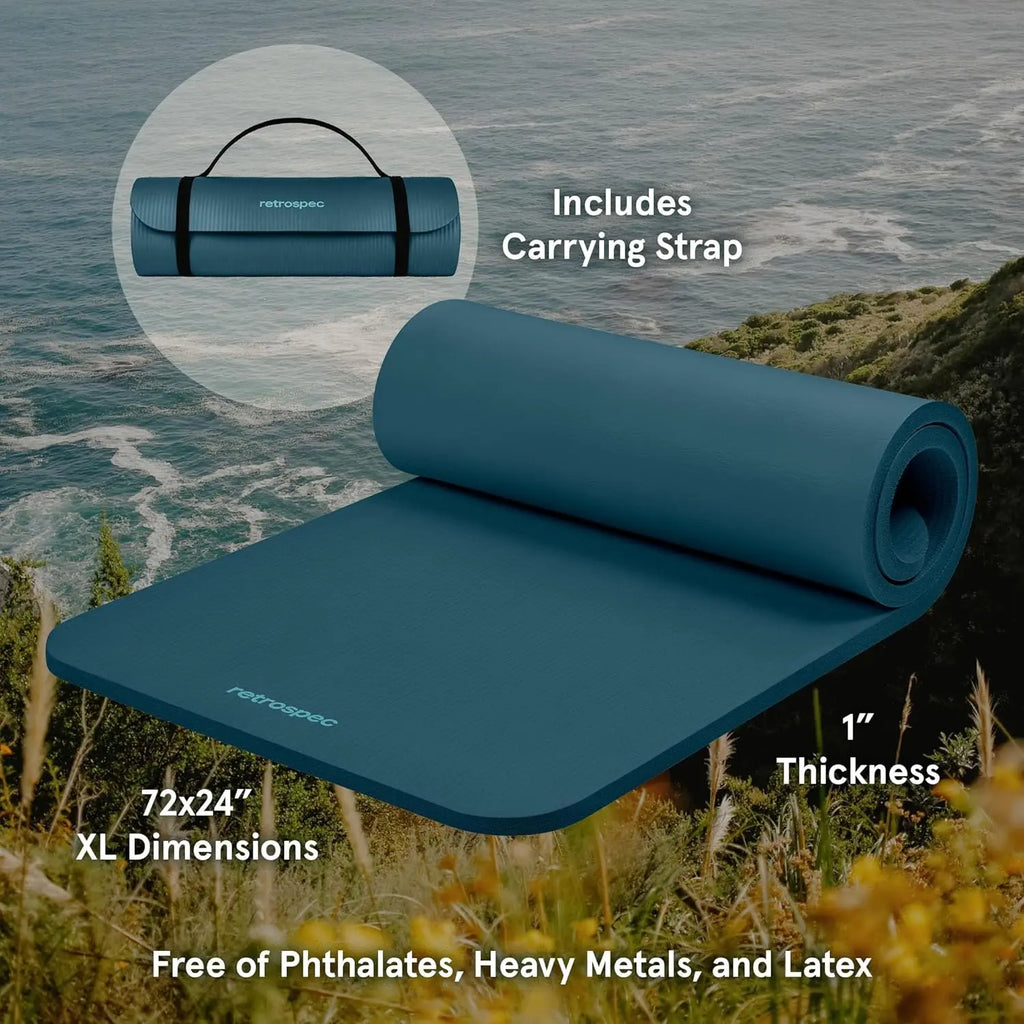 Extra Thick Non-Slip Yoga Mat with Carrying Strap for Home Fitness, Pilates, and Stretching Workouts