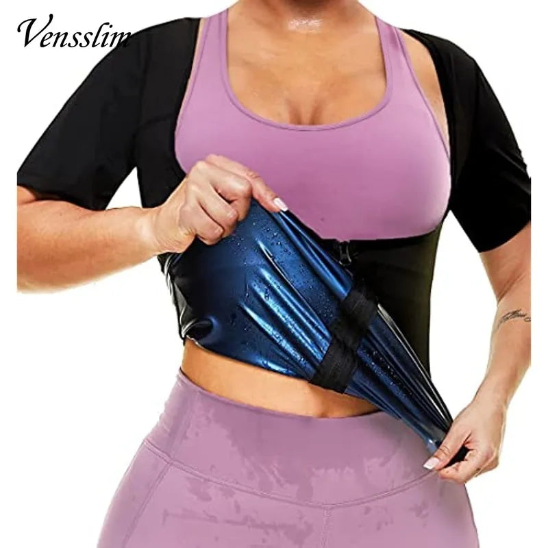 Vensslim Women Slimming Sauna Vest Sweat Body Shaper Zipper Compression Fat Burner Corset Waist Trainer Push Up Tops Shapewear