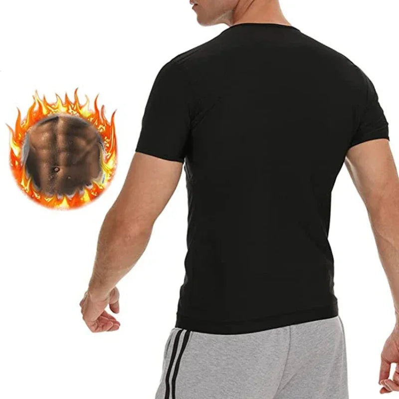 Men Sweat Sauna T-shirt Waist Trainer Slimming Suit Body Shapers Shapewear Corset Underwear Belly Control Fitness Fat Burn Tops