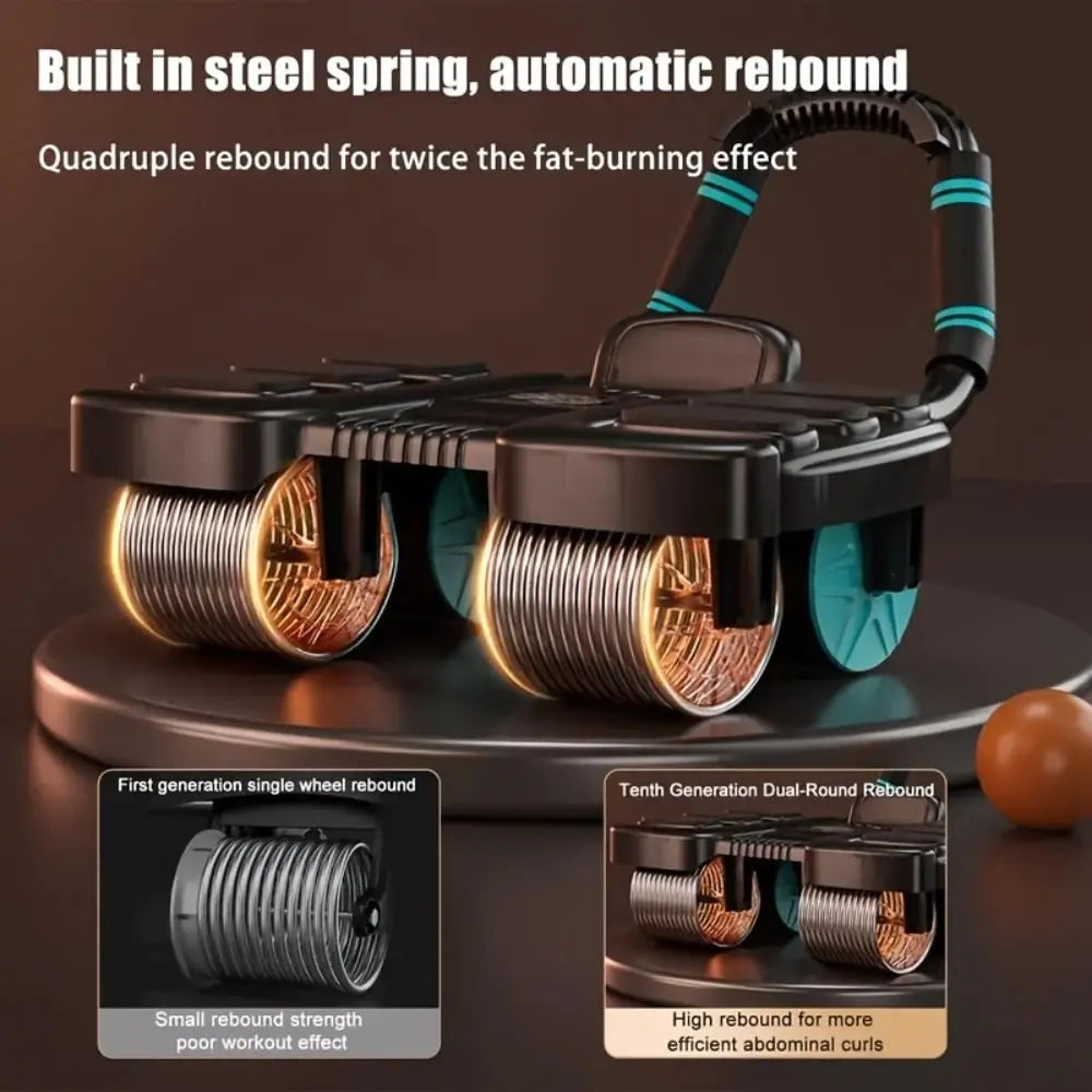 Four-Wheel Abdominal Workout Roller 6/8 Elbow Support Anti-Slip Core Strengthening Trainer Automatic Rebound Effective